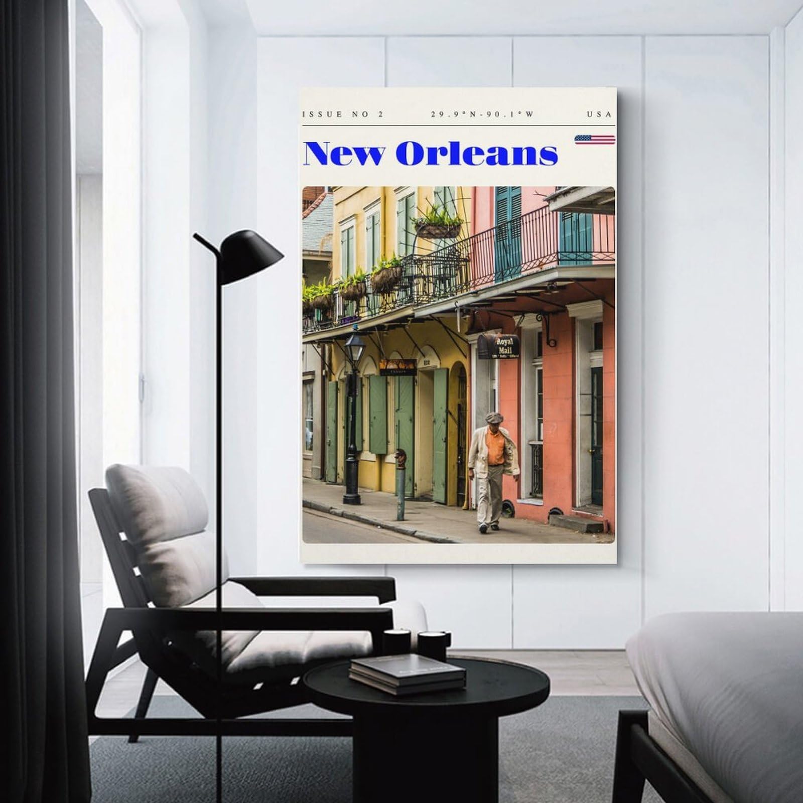 Junmoney New Orleans Louisiana Travel Art Canvas Wall Decor, 24x36inch(60x90cm), for Gallery Wall Decor And Room Displays, Wall Decor Suited to Curated Displays
