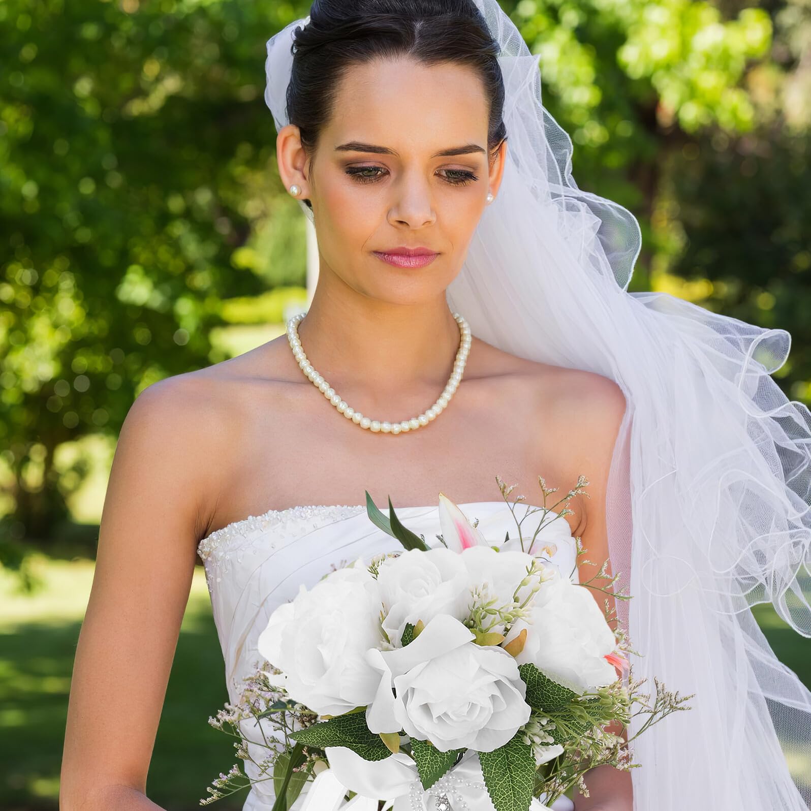 Bouquet da Sposa Artificiale Bianco, Stile Occidentale per Nozze