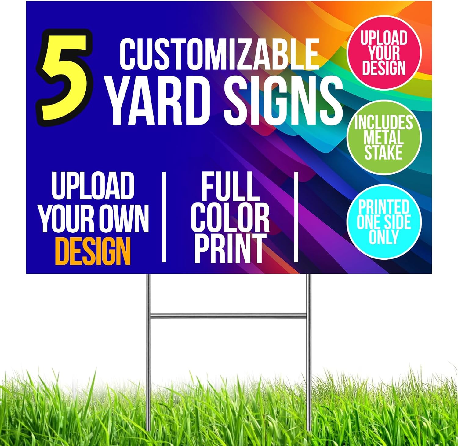 5pc Custom Yard Signs with Stakes READY IN 1 DAY Custom Yard Signs Personalized Outdoor Lawn Signs for Real Estate, Graduation & Birthday (5 pack, 18x24)