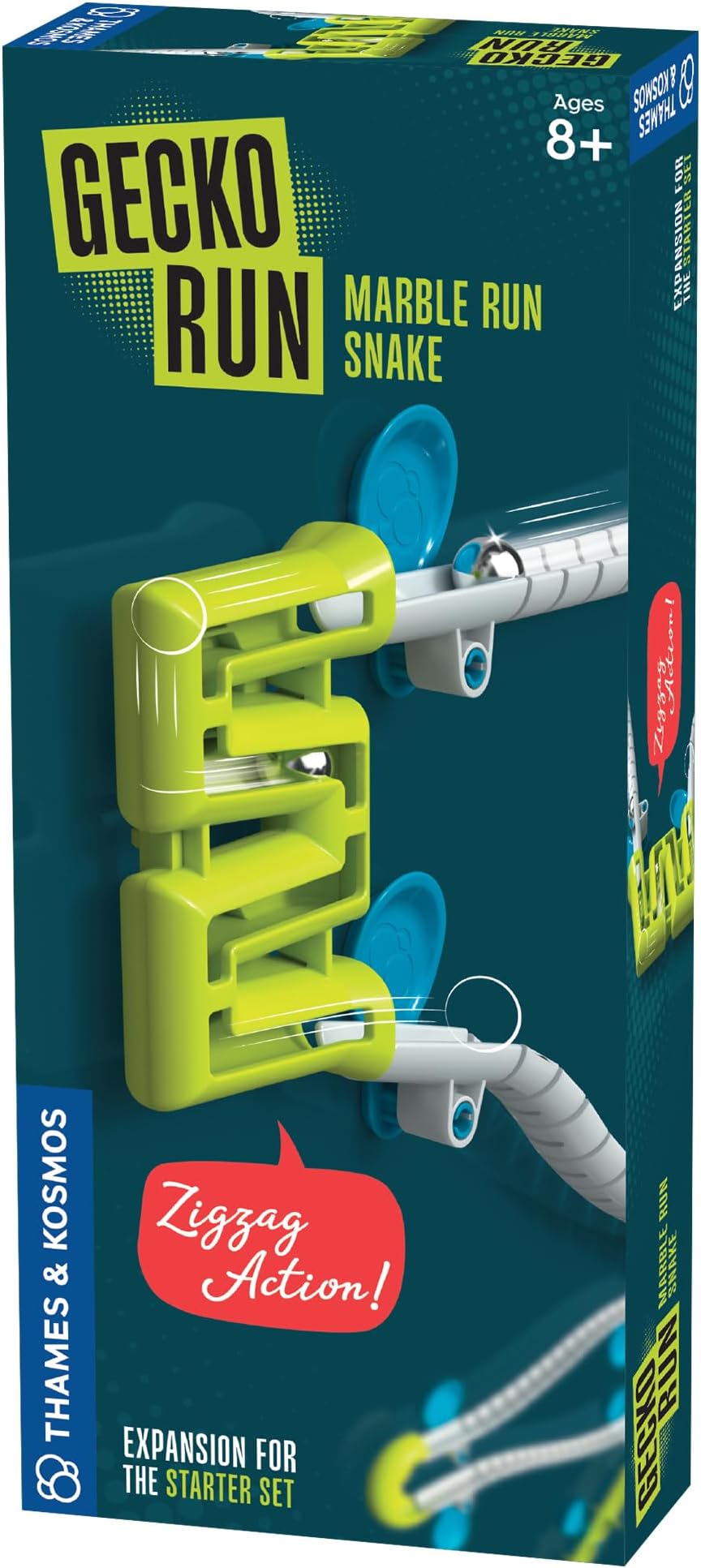 Thames & Kosmos Gecko Run Marble Run Snake Expansion Pack – Extra Zigzag Maze for Vertical Marble Run Starter Set; Fast, No-Mess Setup, Residue-Free Nano-Adhesive Pads for Hours of Creative Play