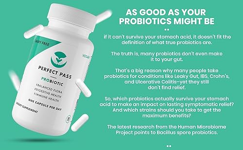 Miniatura 8 de PERFECT PASS Prebióticos y probióticos para la salud digestiva, paquete de suplemento de cápsulas y polvo para adultos, cepas de bacilo naturales