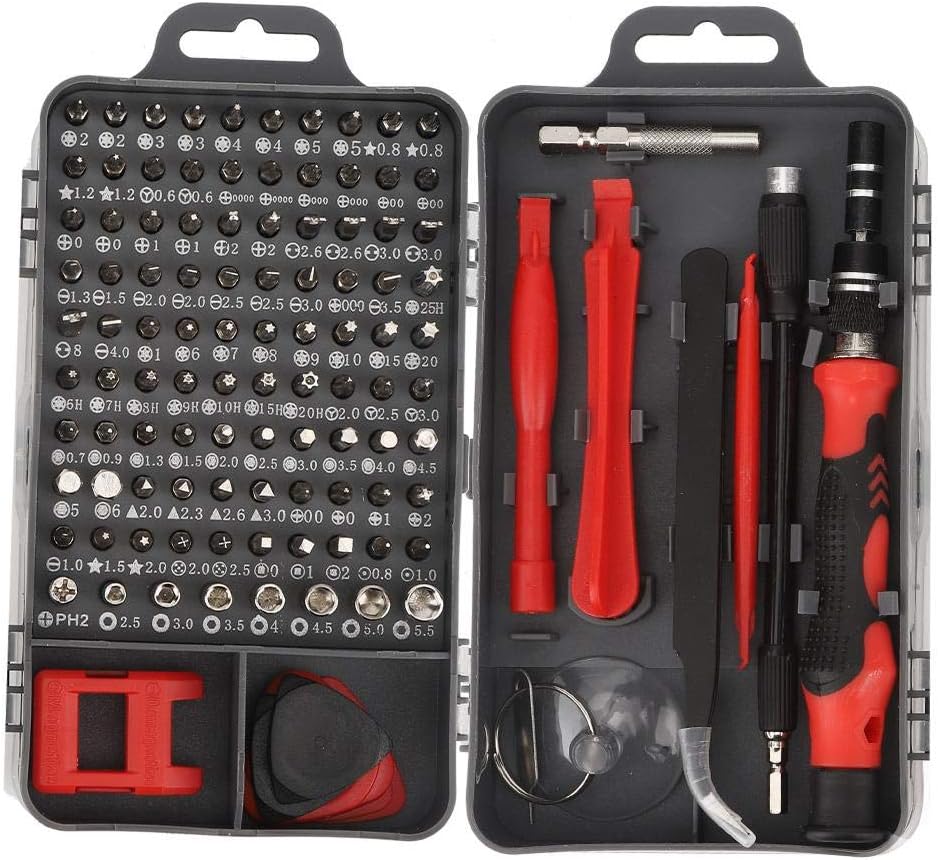 Garosa Precision Screwdriver Set 115 in 1 Repair Tool Kit Computer Smart Phone Watch Repairing Removal Hand Tool Kit with Portable Bag (Red)