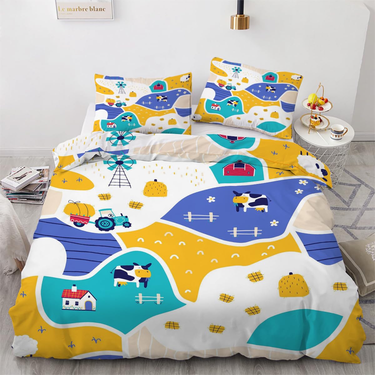 Linge de lit vache en microfibre douce avec fermeture éclair 240x260cm