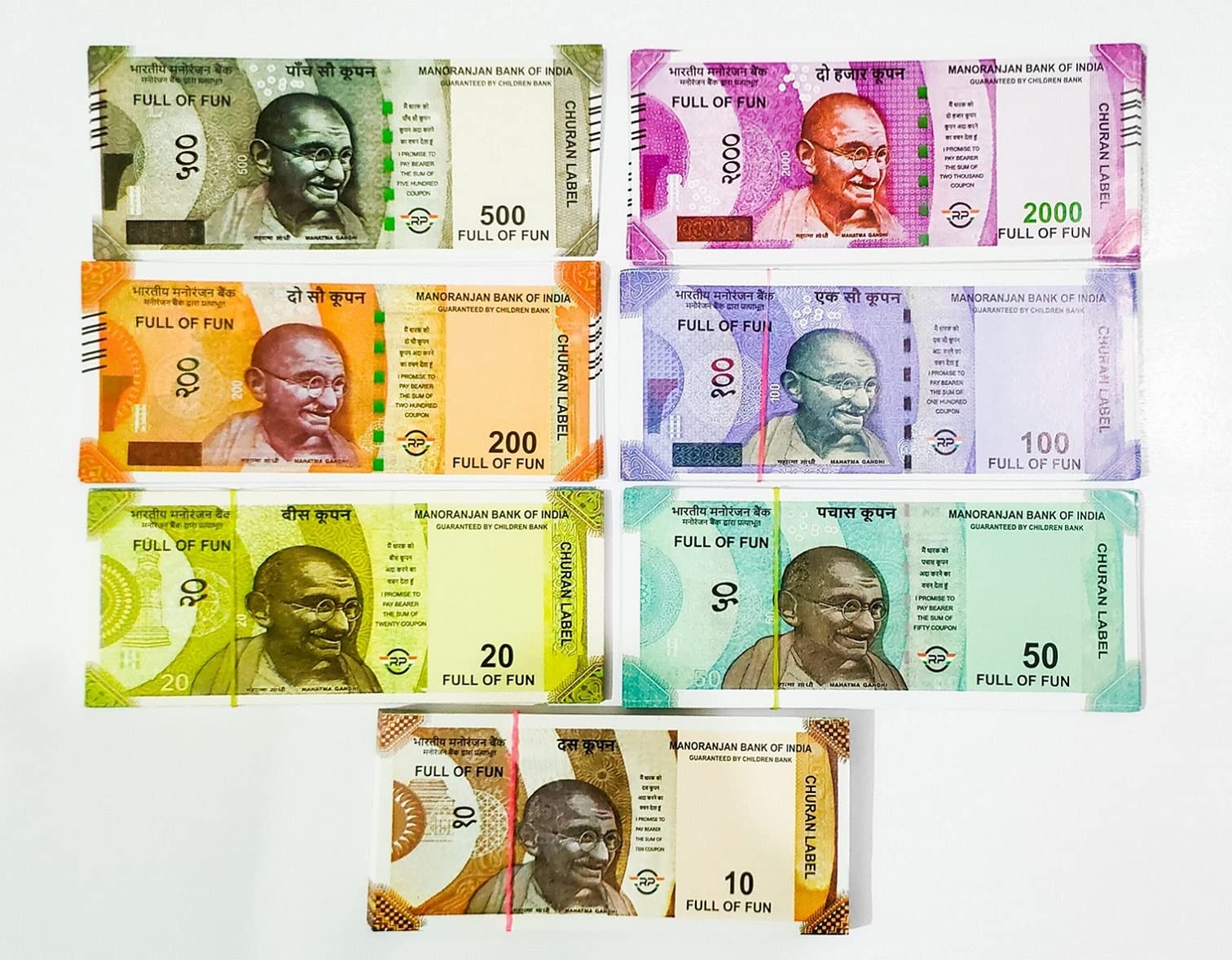 CARLY Currency 49 Note for Kids 7 Units Each Denomination All New 10 | 20 | 50 | 100 | 200 | 500 | 2000 Artificial Playing Currency, Learn Money Skills, Fake Money, Dummy Note- Multi Color