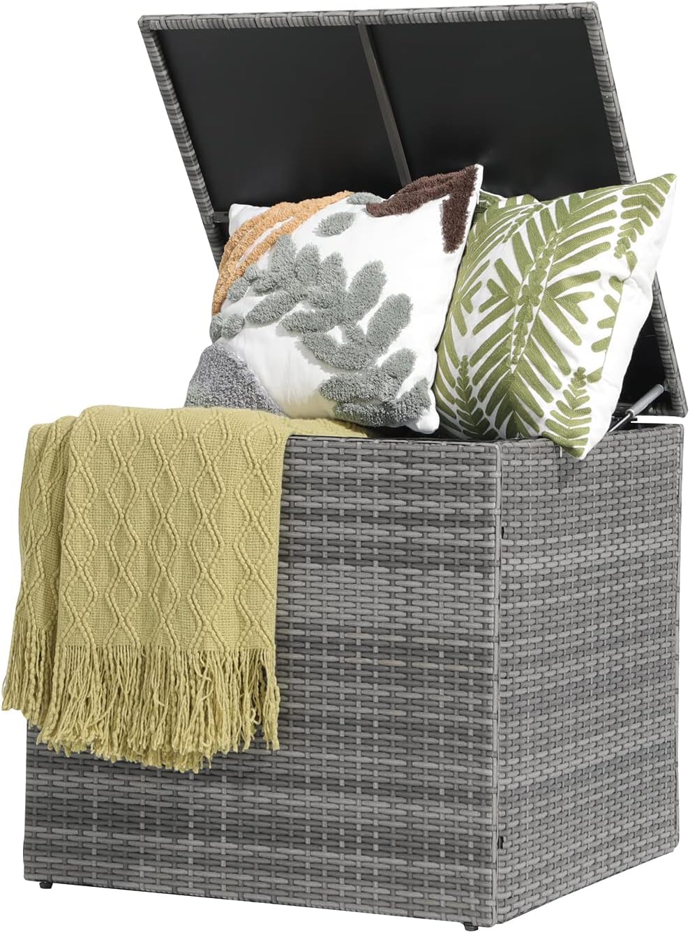 Patiorama 88 Gallon Wicker Deck Box, Indoor/Outdoor Storage