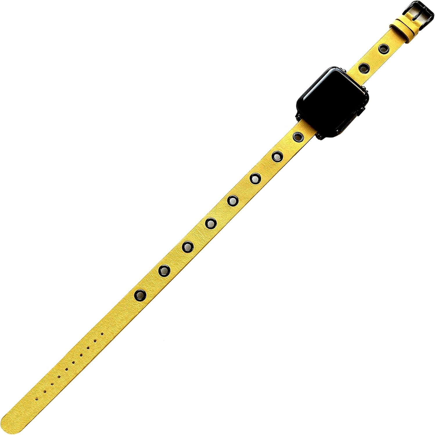 Yellow Double Wrap with Grommets Leather Band Compatible with Apple Watch Ultra 2 9 8 7 6 SE 5 4 3 2 1 Series 38mm 40mm 41mm 42mm 44mm 45mm 49mm Strap