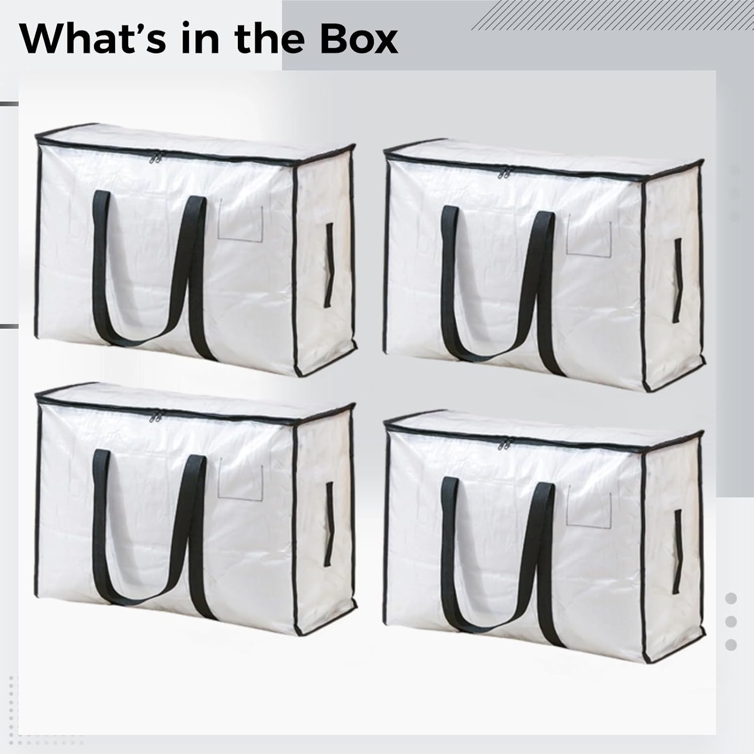 4 Pcs Waterproof Clothes Storage Bag L Size, Moving Bags with Reinforced Handle, PP Fabric Clothes Storage Bag