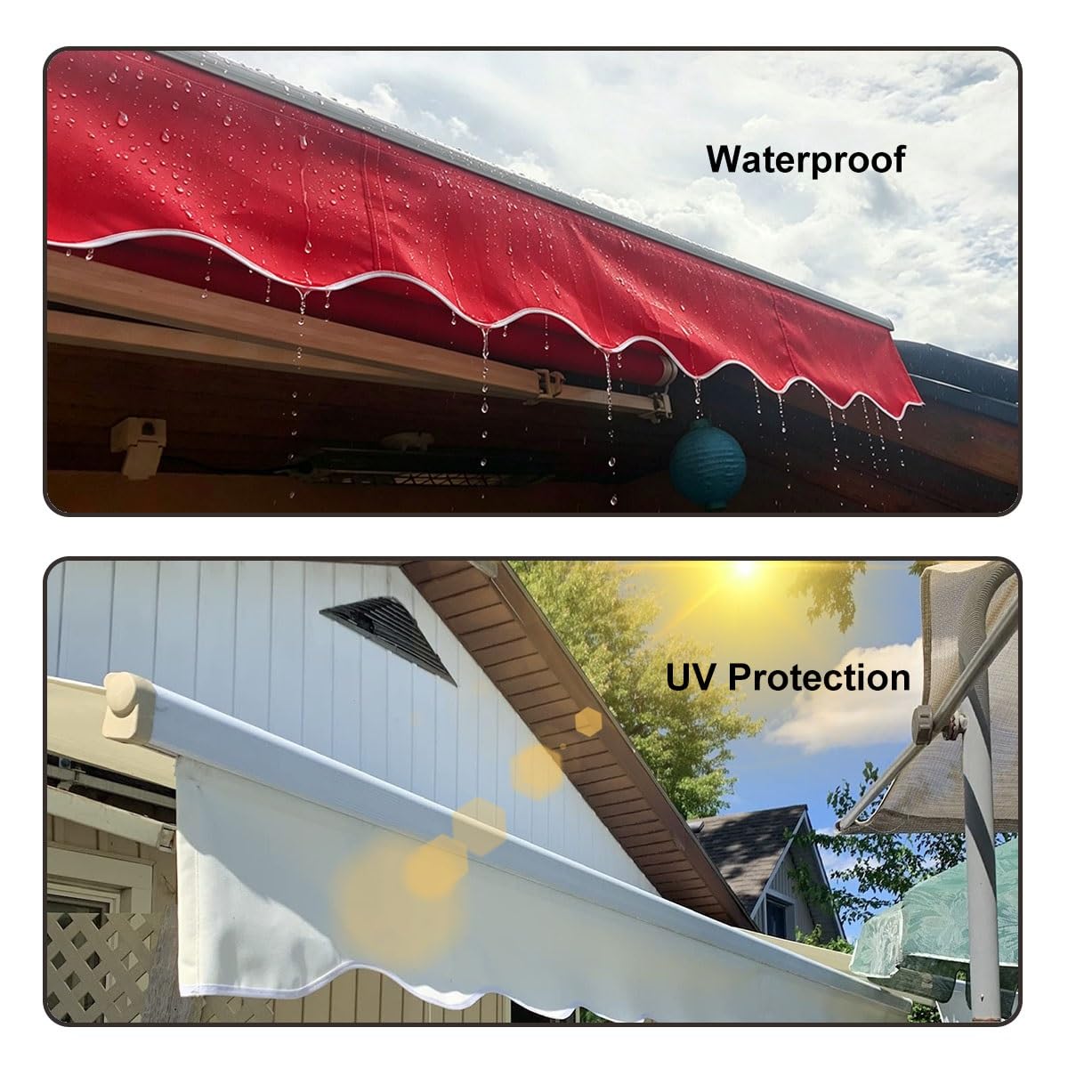 Genérico Cenefa Impermeable de Repuesto para Toldo, Cenefa Ondulada para Parasol de Patio Balcón, Cenefa Resistente para Toldo Exterior 280 310 380 450 600 cm(Negro,B400cmxH20cm)