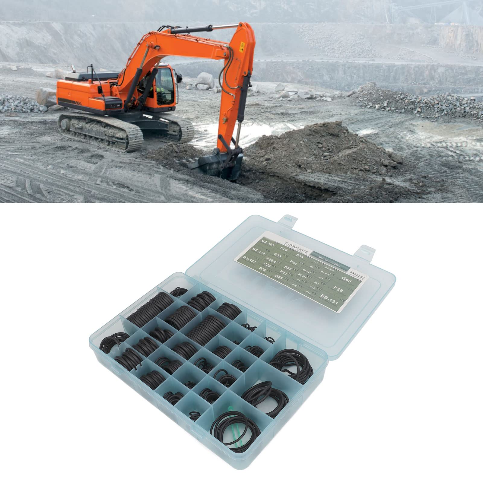 Kit D'assortiment de Joints Toriques en Caoutchouc de Remplacement Durable pour Excavatrice Doosan, Kit de Joints de Système de Climatisation avec 376 Pièces pour les Professionnels de la