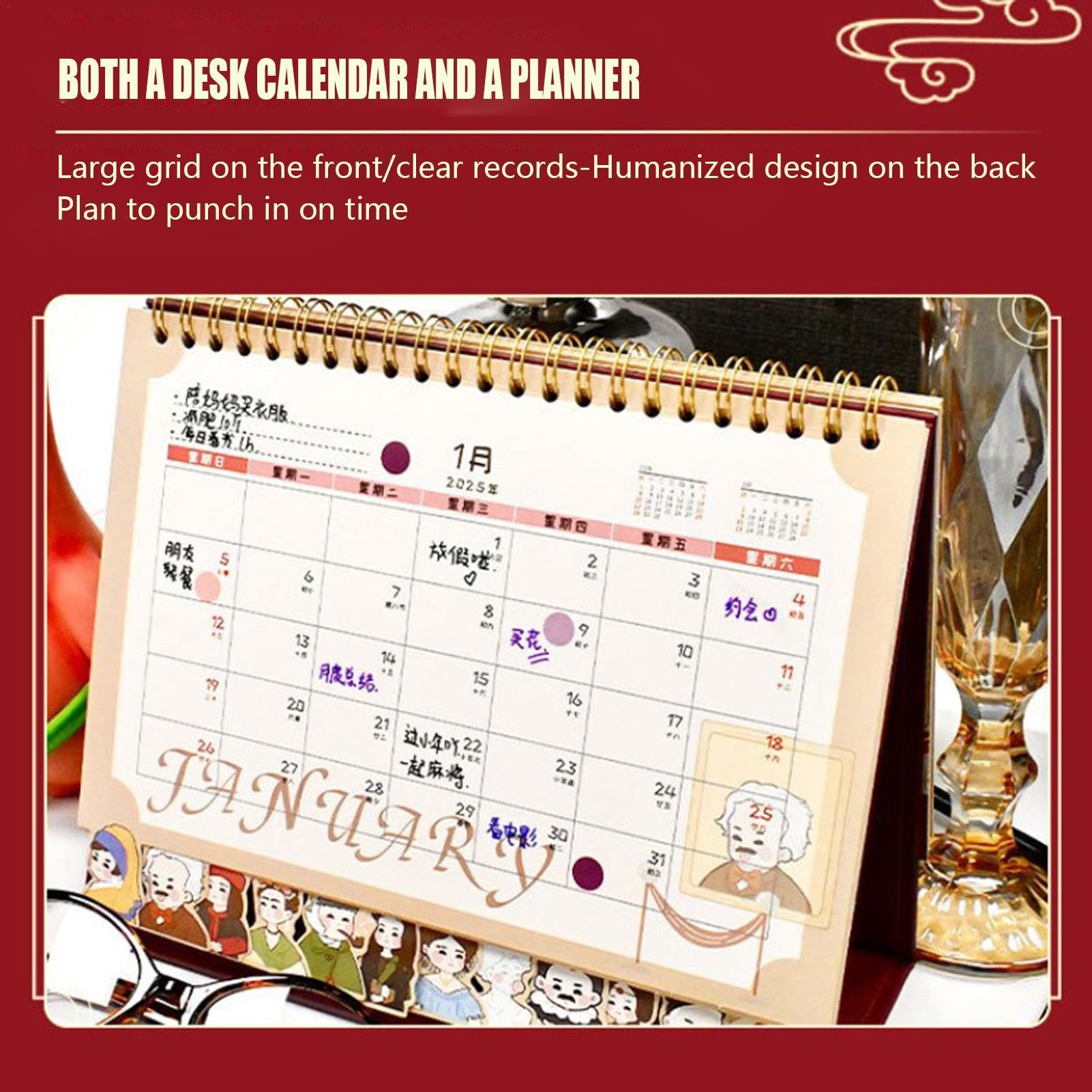 Amazon | 卓上カレンダー 2024-2025、かわいい卓上カレンダー | 卓上