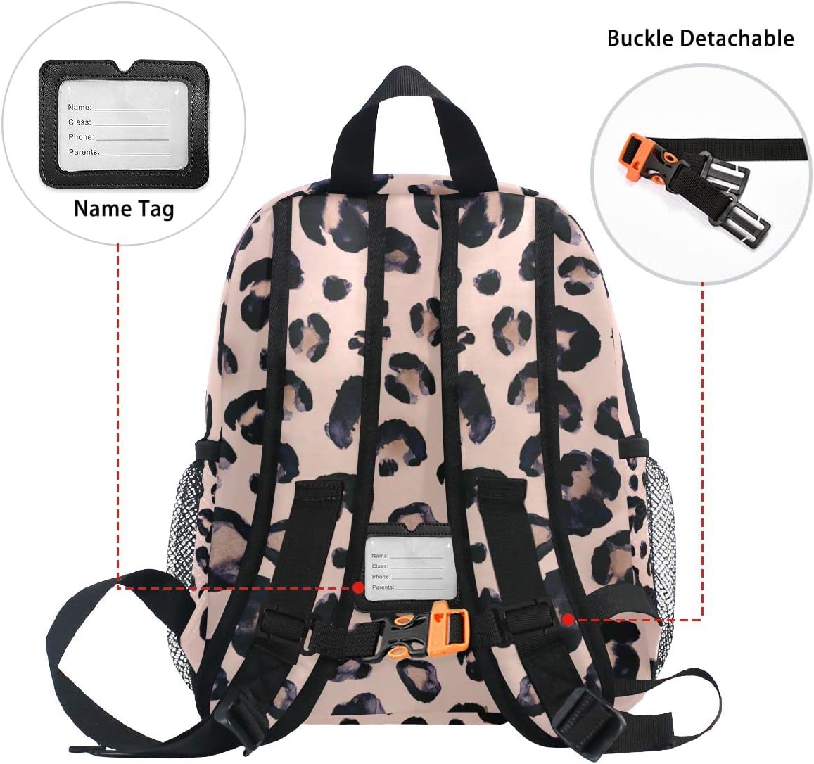 OREZI Custom Preschool Backpack with Chest Strap,Personalized Backpack with Name/Text Daycare Bag,Leopard Print Cheetah Pink Nursery Bag Diaper Bag,S, One Size