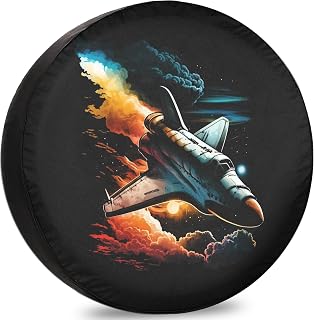 Spare Tire Cover Cool Space Shuttle RV Tire Covers Weatherproof Dust-Proof Universal for Trailer SUV Camp Travel Trailer 12" 13" 14" 15" 16" 17 Inch