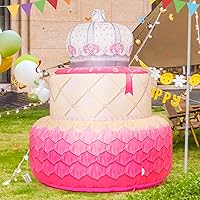 Vista 3 de COMIN Decoración inflable de cumpleaños de 5.5 pies para decoración de interiores con luces LED integradas, suministros de fiesta para patio al aire