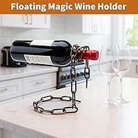 Vista 5 de TBWHL Soporte mágico para botellas de vino, cadena de eslabones de acero flotante, soporte para botellas de vino, sostiene botellas en el aire