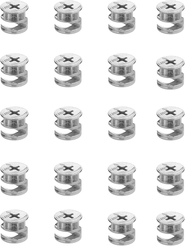 Cerraduras de leva para muebles, 20 piezas, 15 x 9,5 mm, sujetadores de cerradura de leva para muebles compatibles con piezas de hardware IKEA, repuestos de reparación de ruedas excéntricas, juegos surtidos de tuercas y pernos