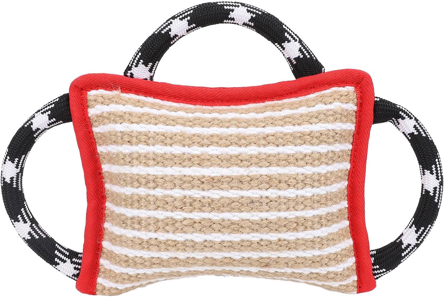 Dog Bite Pillow Jute Tug Toy with 3 Strong Handles, Tear Canine Training Tool 10.2x7.1in Blue - Interactive Tugging for Large Dogs, Durable Puppy Sleeve for Bite (Red)