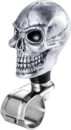 Miniatura 16 de Arenbel Pomo Suicida Brody con forma de calavera para volante de automóvil, giratorio, mango de agarre para la mayoría de vehículos, camiones, Negro