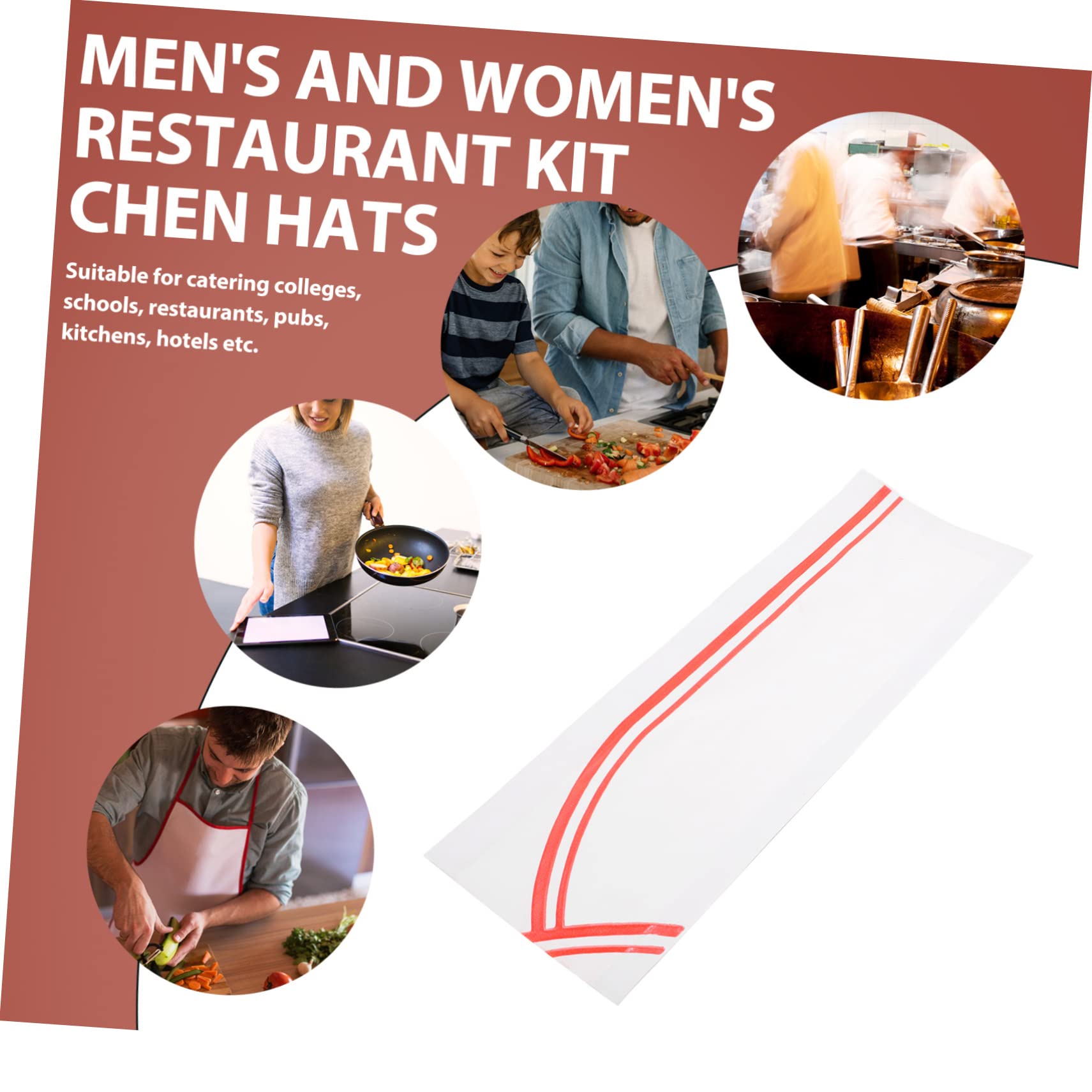 80piezas Sombreros De Papel para Chef Gorros De Cocina Desechables Borde para Restaurantes y Catering