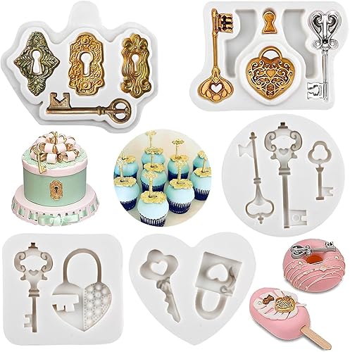 Moldes vintage para fondant, moldes de silicona para chocolate, mini moldes de llaves de amor para decoración de pasteles, decoración de cupcakes,