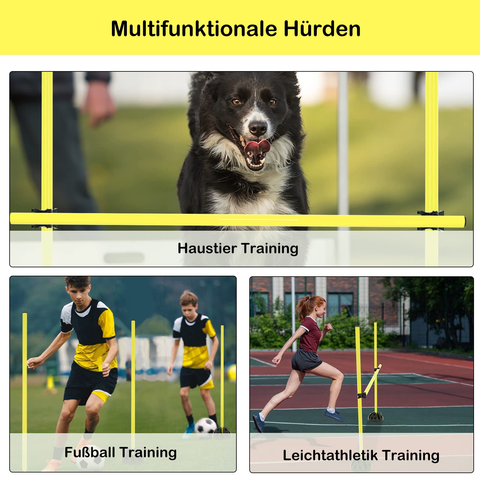 ACXIN Agility Lot de barres de saut pour entraînement conditionnel, multifonction, entraînement pour rebondissement, dribble, sport scolaire (jaune)