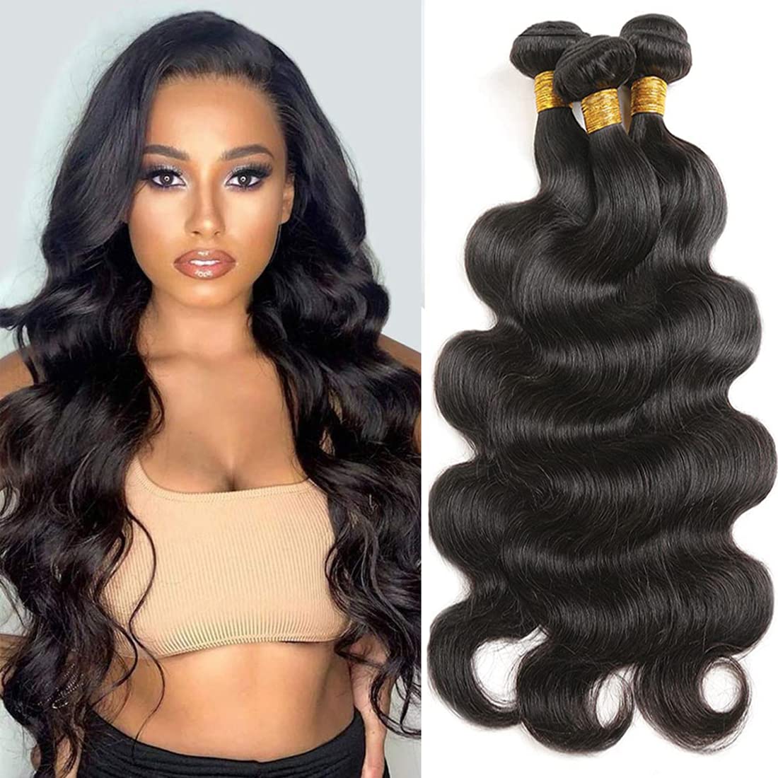 Human Hair Bundles Body Wave Bundles For Women Hair Weave Double Weft No Tangle Hair Bundle Body Wave Wet And Wavy Bundle 10 12 14 Inch