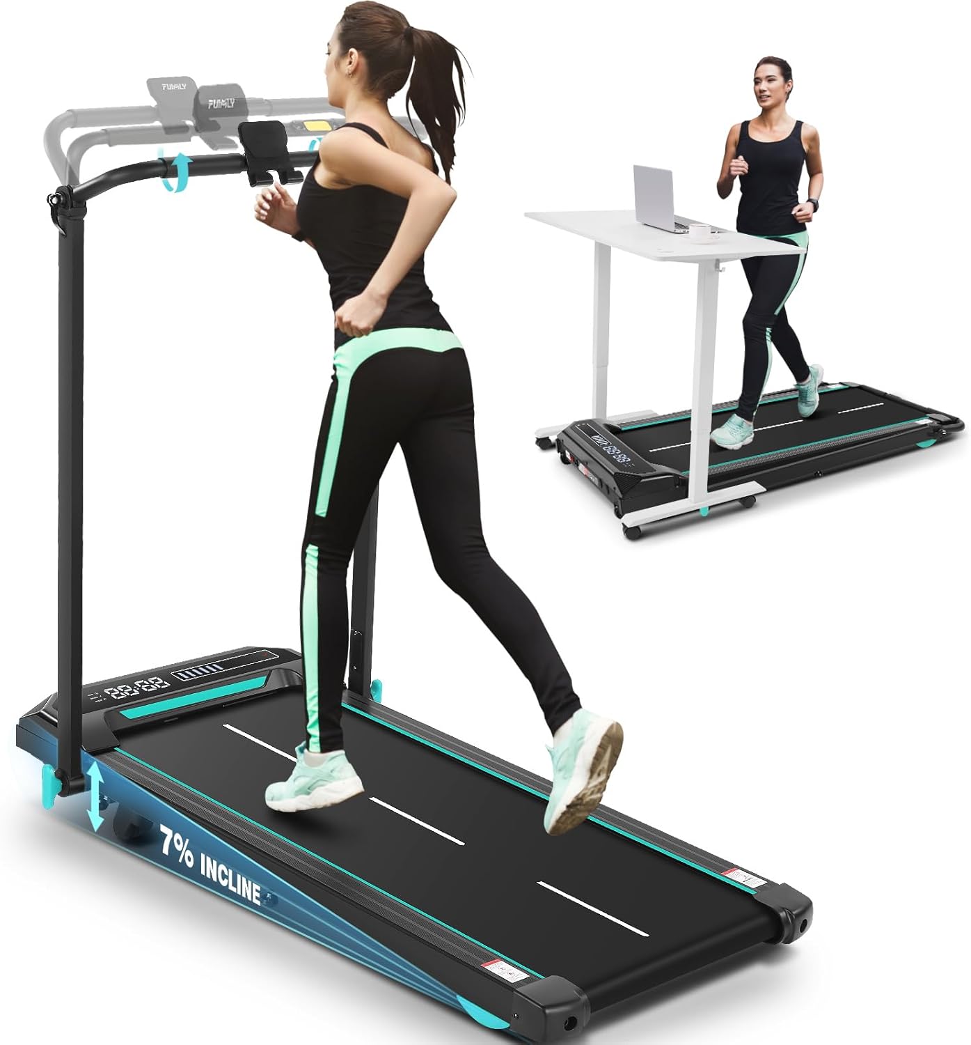 ANCHEER Walking Pad Treadmill with Handle Bar and Incline, 3 in 1 Portable Under Desk Foldable Treadmills for Home Small Office with 300 lb Capacity, 2.5HP Quiet Compact Electric Running Machine ANCHEER Walking Pad Treadmill with Handle Bar and Incline, 3 in 1 Portable Under Desk Foldable Treadmills for Home Small Office with 300 lb Capacity, 2.5HP Quiet Compact Electric Running Machine