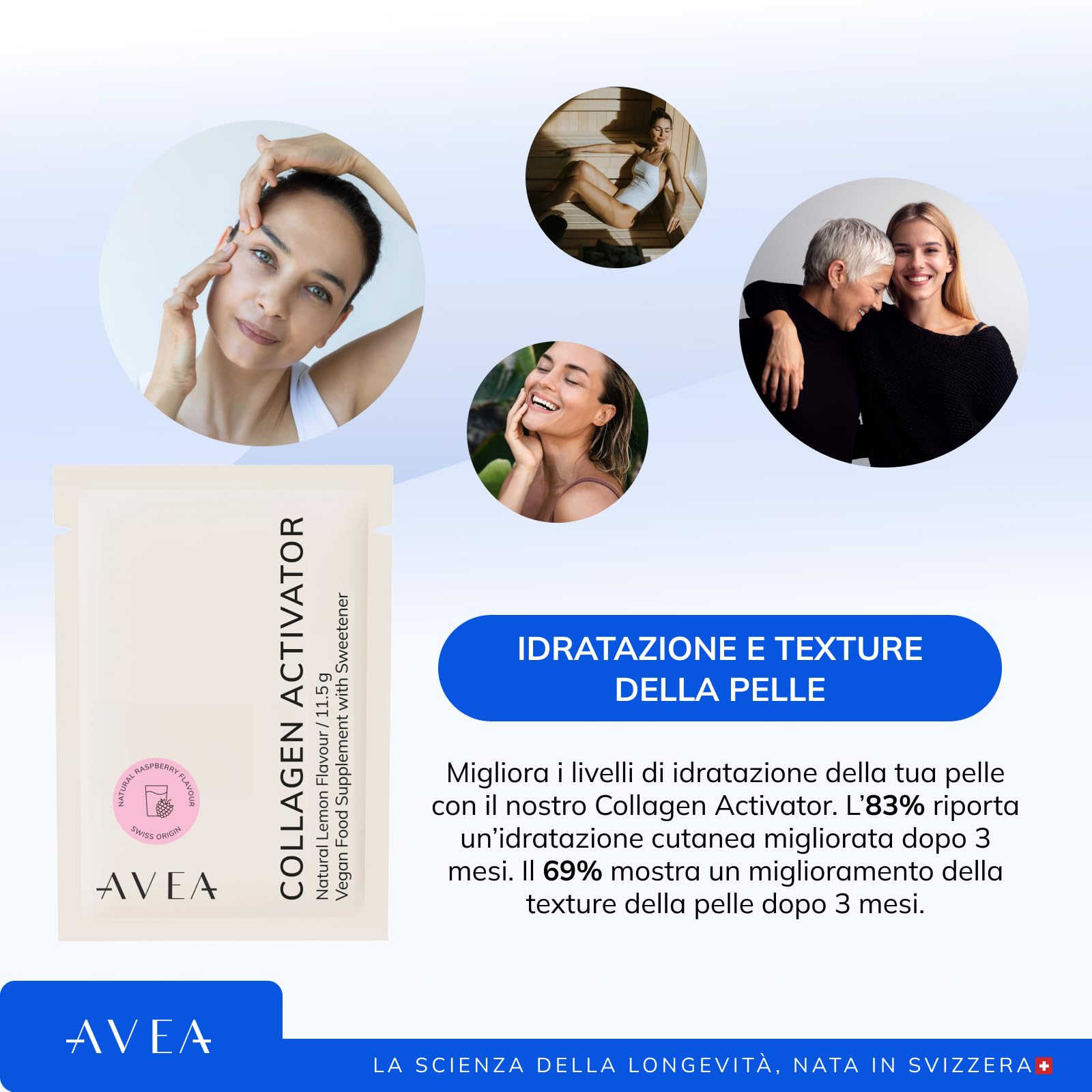 AVEA Collagen Activator (30 bustine di collagene in polvere – 8400 mg Colgevity™) - 4 volte più efficace del collagene tradizionale – Per una pelle giovane, capelli e unghie sani