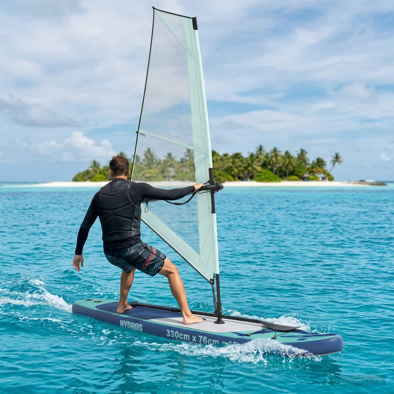 vidaXL Tavola da SUP gonfiabile con vela, in PVC, per esterni, oceano