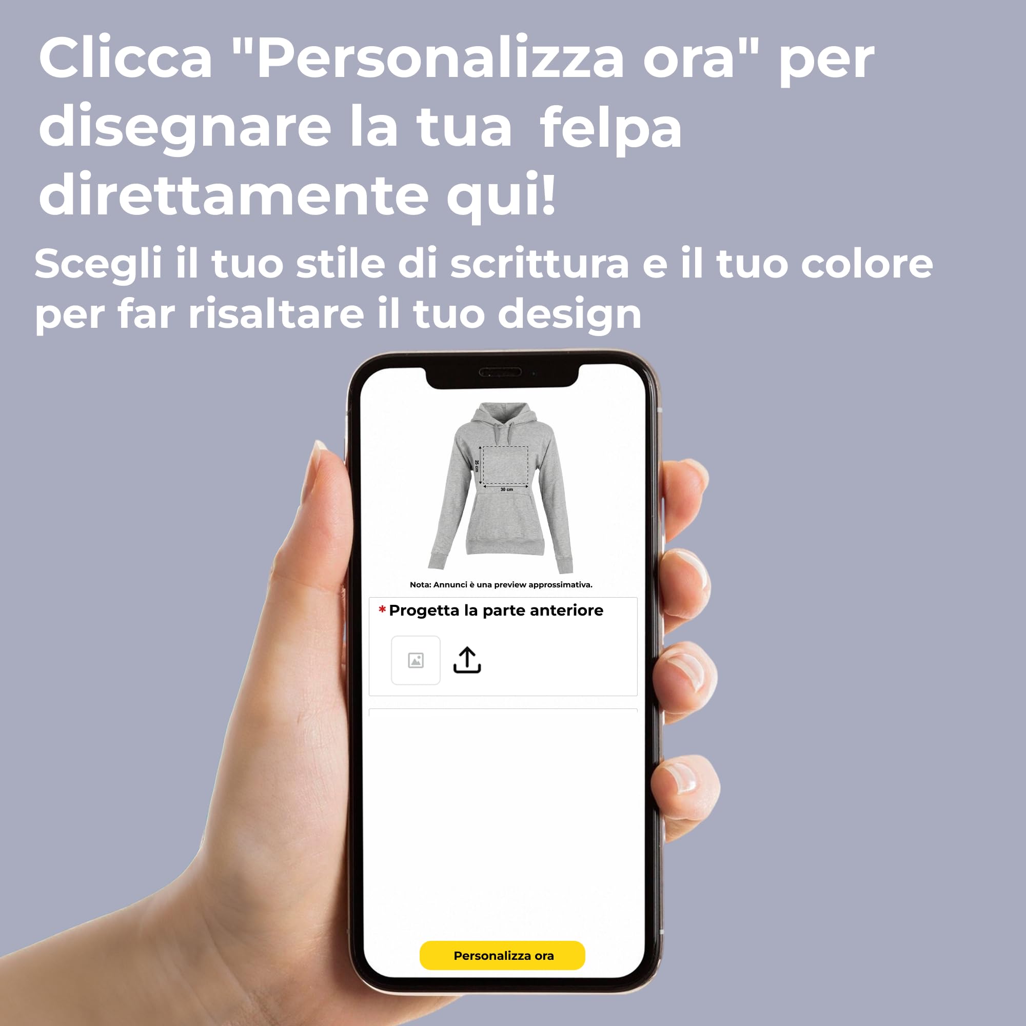 Cimpress Felpa Personalizzata con Cappuccio da Donna, Taglie XS–2XL, Stampa Fronte con Logo, Testo o Immagine, Ideale per Eventi, promozione, Regali di Natale