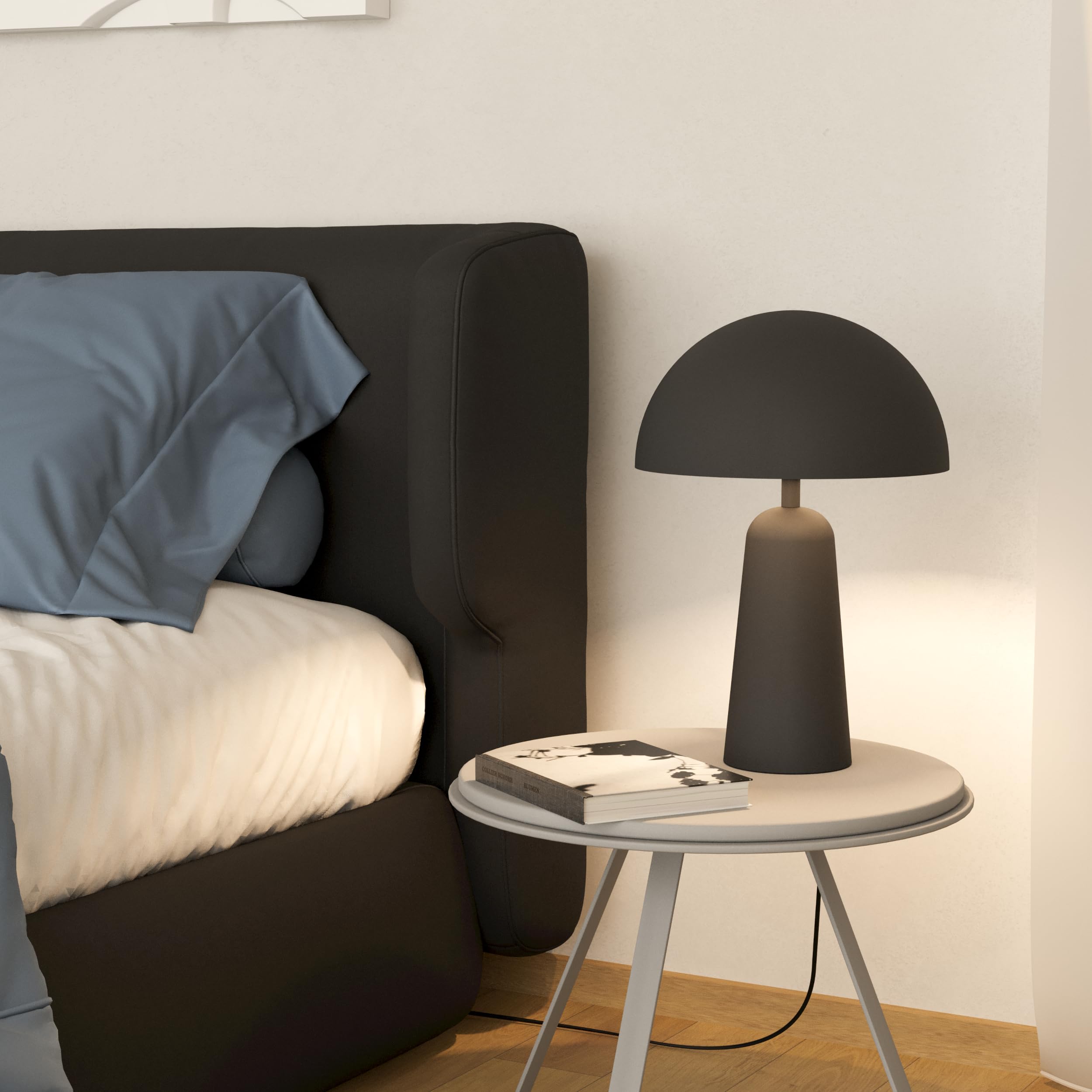 EGLO Tischlampe Aranzola, Nachttischlampe in Pilzform | Deko Tischleuchte minimalistisch, Pilz Lampe für Wohnzimmer und Schlafzimmer, Metall in Schwarz und Weiß, E27