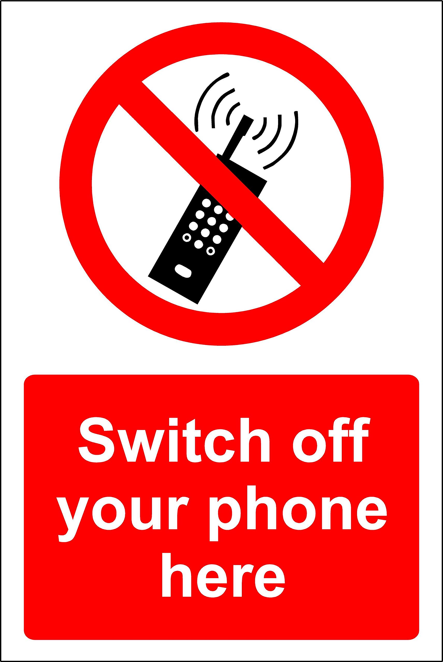 Kpcm Display Ltd Switch Off Your Phone Here Safety Sign - Self Adhesive Sticker 200Mm X 150Mm