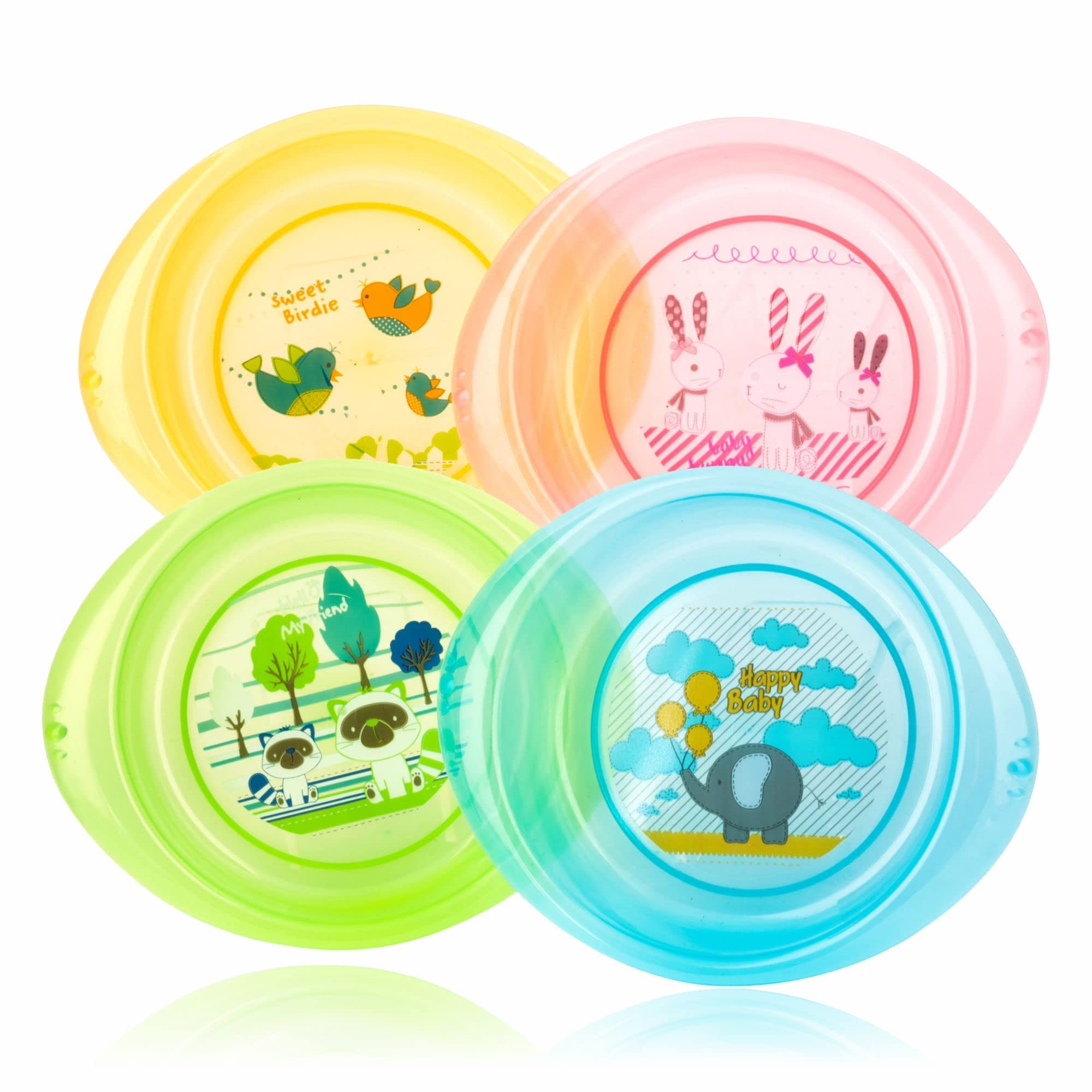 Toddler Plates Baby Feeding Plate Microwave and Dishwasher Safe Unbreakable BPA Free Plastic Food Tray For Toddlers Kids Children Highchair Lightweight Reusable Dishes Mealtime Dish (PINK/ORANGE)