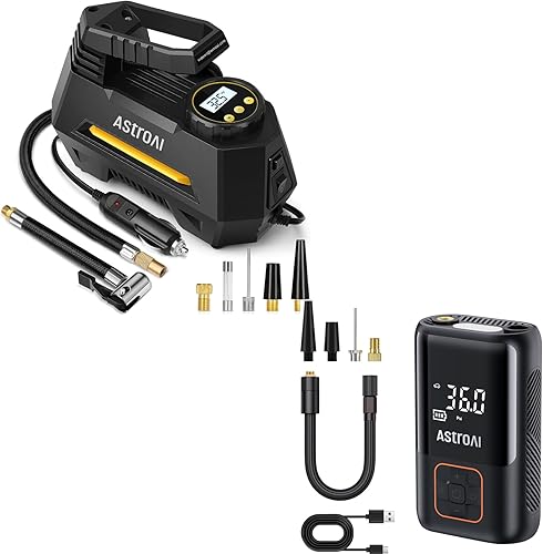 AstroAI Bomba de aire para neumáticos de automóvil, compresor de aire portátil, inflador de neumáticos ultraligero inalámbrico