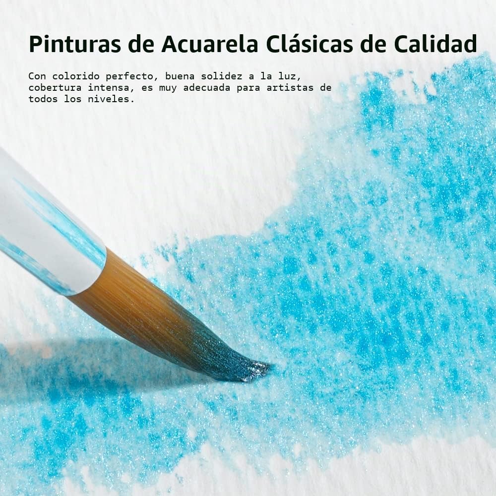 Paul Rubens GUCAI Pintura de Acuarelas Metalizadas, Set de Acuarelas Metálicas en 36 Colores Brillo Pigmento Sólido, para Ilustradores, Artistas, Estudiantes, Adultos, Niños, Profesionales