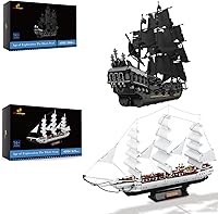Vista 1 de JMBricklayer Kits de construcción de barcos, juguetes de construcción de modelo de barco, juego de modelo de barco pirata, decoración de sala