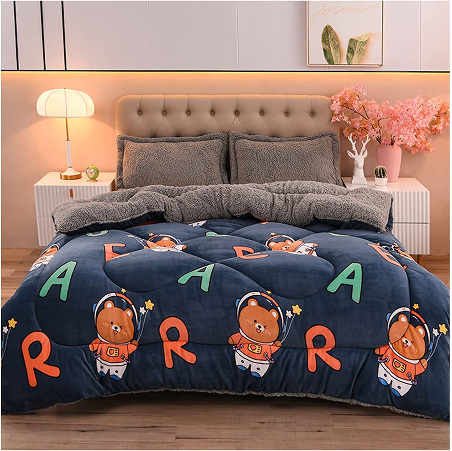 Thicken Comforter Winter Lamb Cashmere Blanket Soft Warm Bed Quilt Bedding for Home Bedroom Queen Quilt(Colour4,200x230cm(5KG))