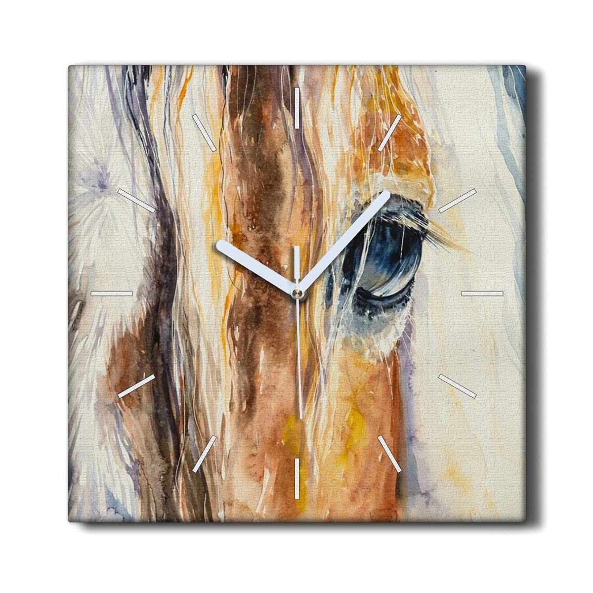 Horloge sur toile sans tic-tac cheval pour mur bruyant
