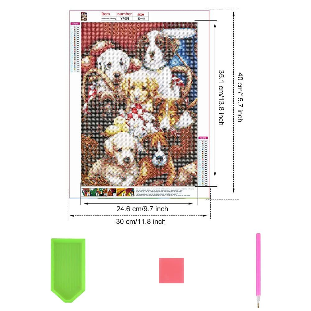 Diamond Painting »Welpe Liest Zeitung« – 5D Rundbohrer, 30x40 Cm, Inkl. Zubehör, Für Anfänger & Erwachsene
