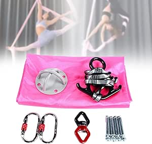 Pink Aerial Silks Deluxe Equipment Set For Aerial Yoga, Aerial Yoga