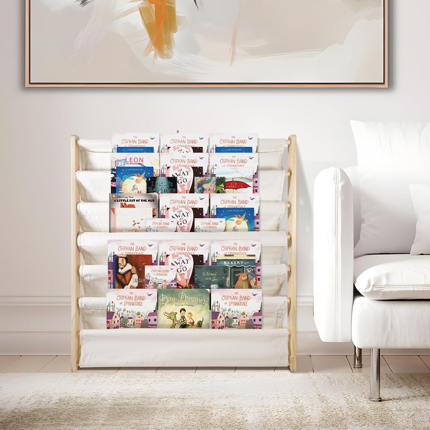 Trintion 6 Tiers Kids Bookshelf Childrens Bookshelf with Pocket Easy Access