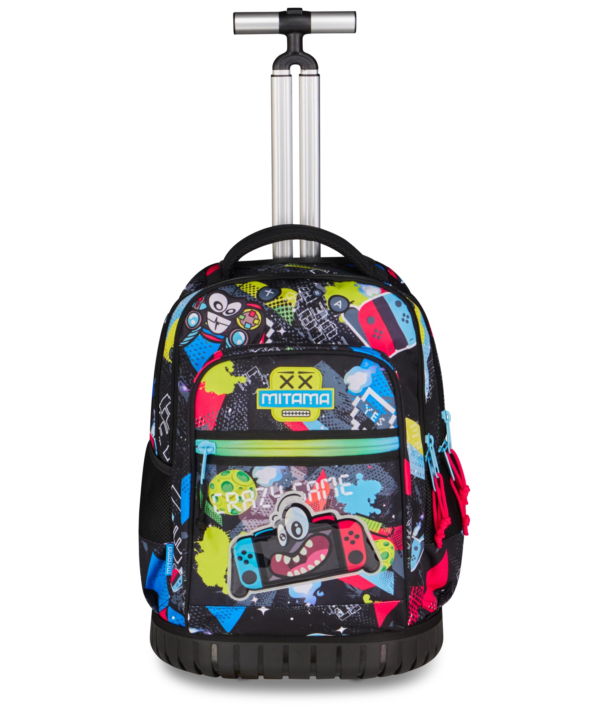 Mitama Zaino Trolley Run Maxi SmartPlay, Spallacci a scomparsa, Bambini e Bambine, Tasca Porta Borraccia, Doppio uso, nero