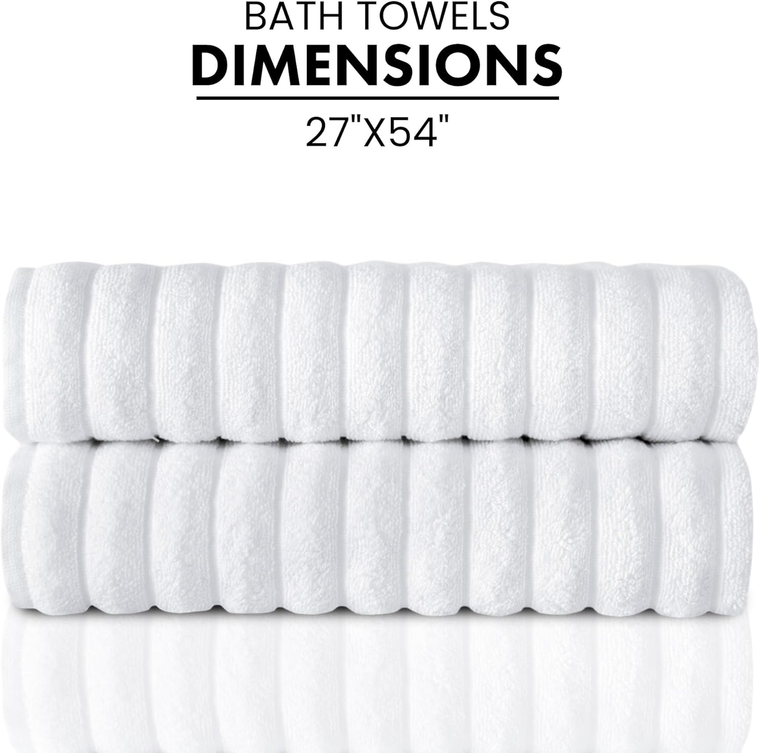 Classic Turkish Towels CTT Premium 2 Pack Bath Towels Set, Made with 100% Turkish Cotton, Spa & Hotel, Quick Drying Towels, Absorbent & Comfy | 27"x54" (White)