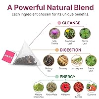 Vista 5 de LULUTOX Té Detox - Té adelgazante con diente de león y ginseng para apoyar los objetivos de limpieza desintoxicante, vientre plano, hinchazón