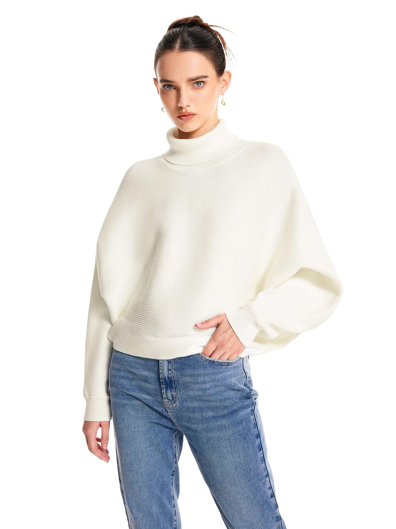 CIDER Womens Turtleneck Long Sleeve Oversized Trendy Pullover Sweater Jumper Fall Tops