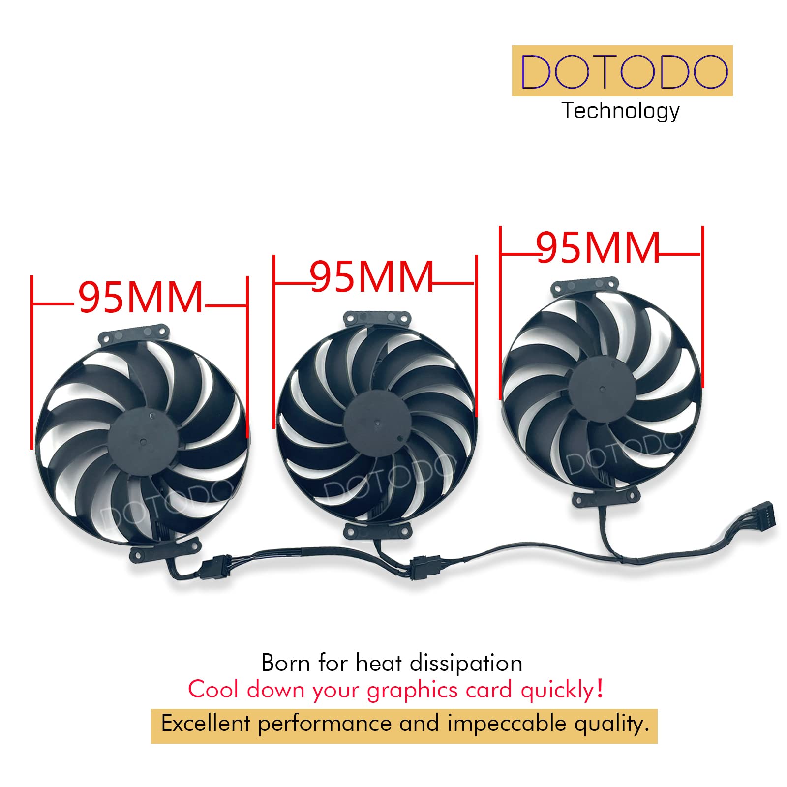 Ventilador de tarjeta gráfica de 95 mm T129215SU 12 V 0.5 A 7 pines para ASUS ROG STRIX OC GeForce RTX 3060 Ti 3070 3080 3090 Ventilador (Fan-ABC)