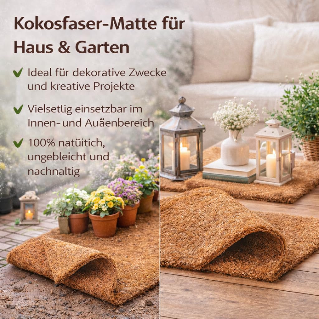 Kokosmatte 100% Biologisch Winterschutz für Pflanzen Kälteschutz in 25cm / 50cm / 75 cm / 100cm (Breite) - (Meterware) Garten (50cm x 5m)
