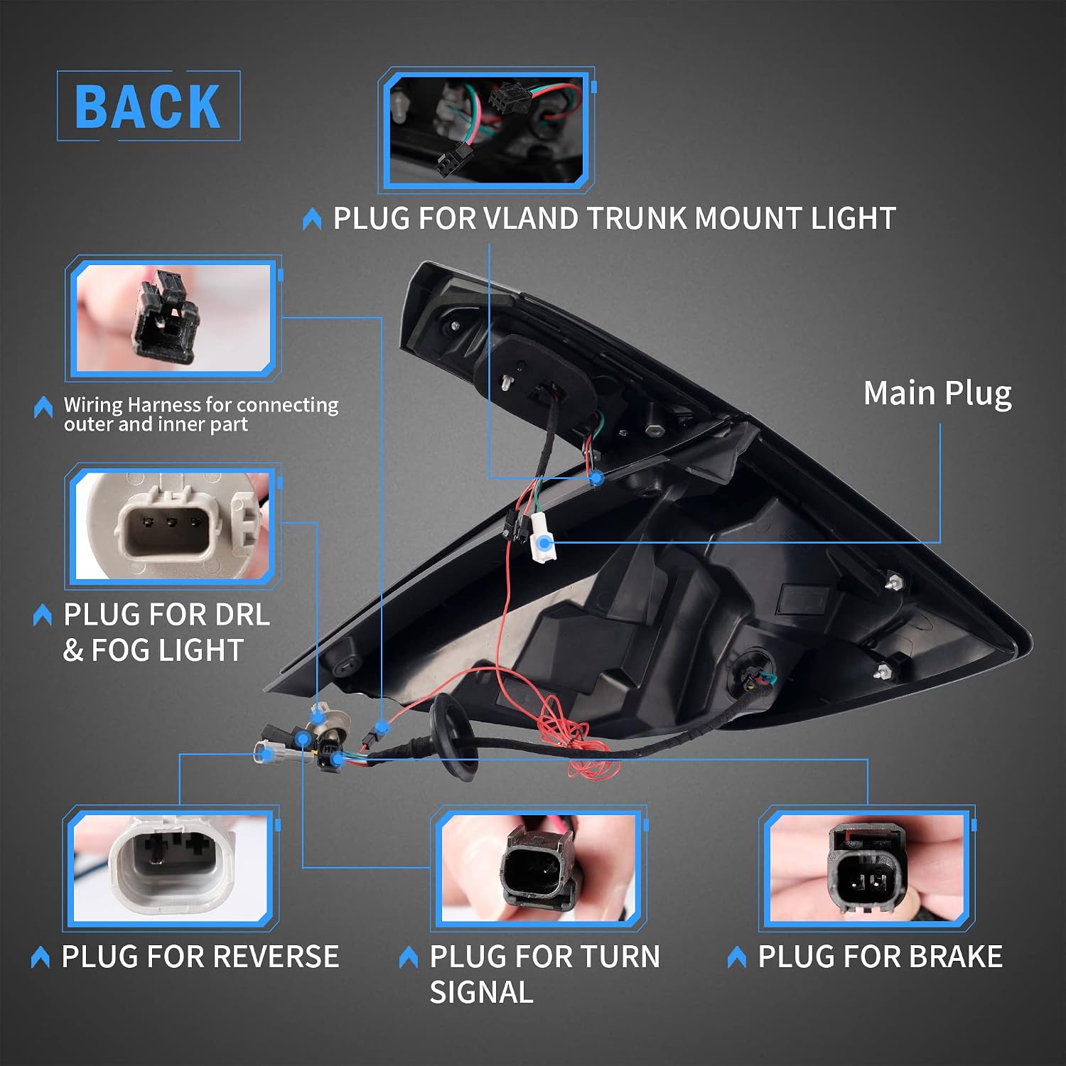 VLAND Smoke Tail Lights Compatible with 10th Gen Honda Civic Hatchback/Type R 2018-2021 (NOT For Coupe) w/Animation w/Sequential Turn Signal, Tinted, Driver & Passenger Sides