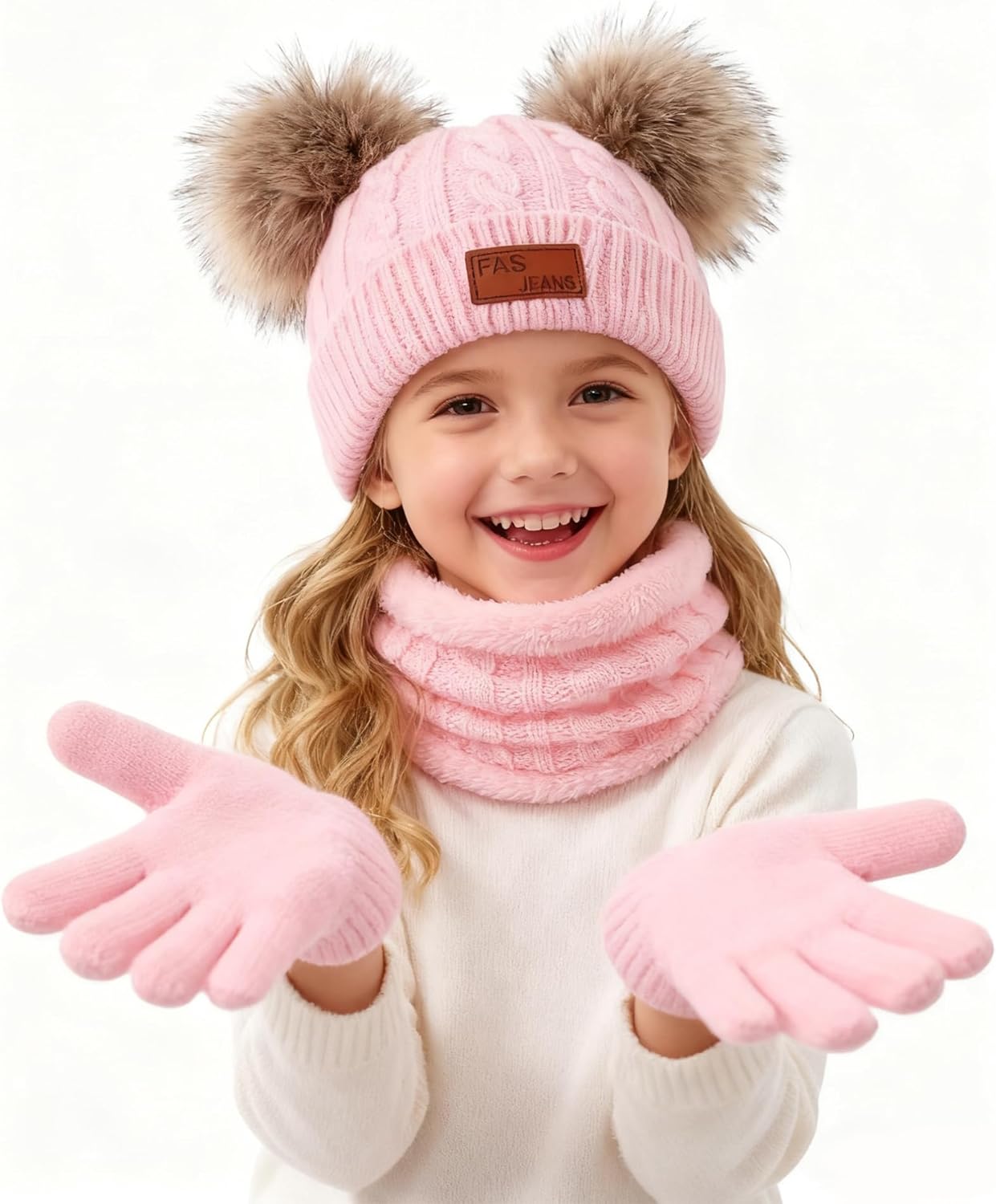 Winter Beanie Knit Hat Scarf Gloves Set for Kids Winter Warmth Hat Boys Girls Party Hat New Year's Gifts - Image 8