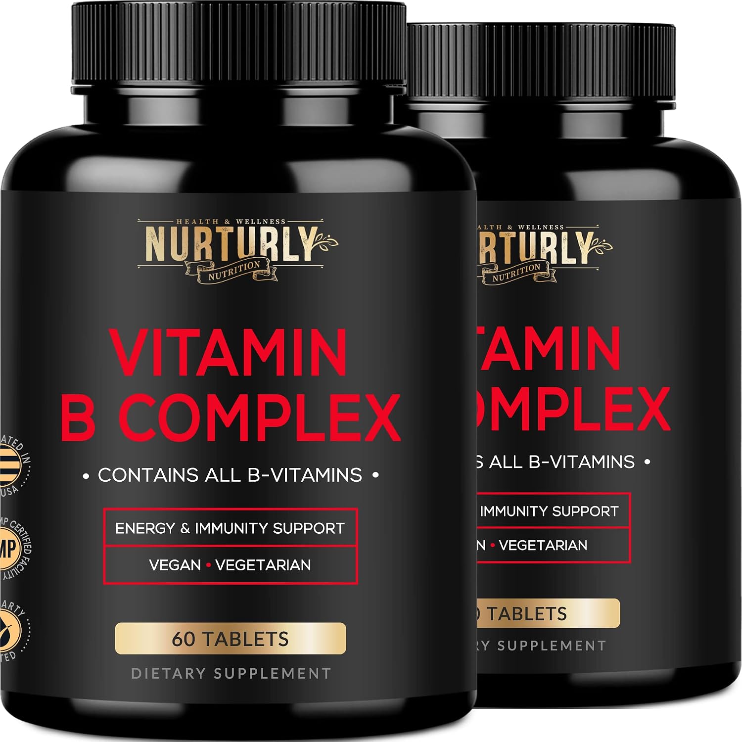 NURTURLY Vitamin B Complex - Contains All Essential B Vitamins - B1, B2, B3, B5, B6, B7, B9, B12 and Biotin - Super B Complex Vitamins for Energy, Immunity and Mood Support - 120 Tablets