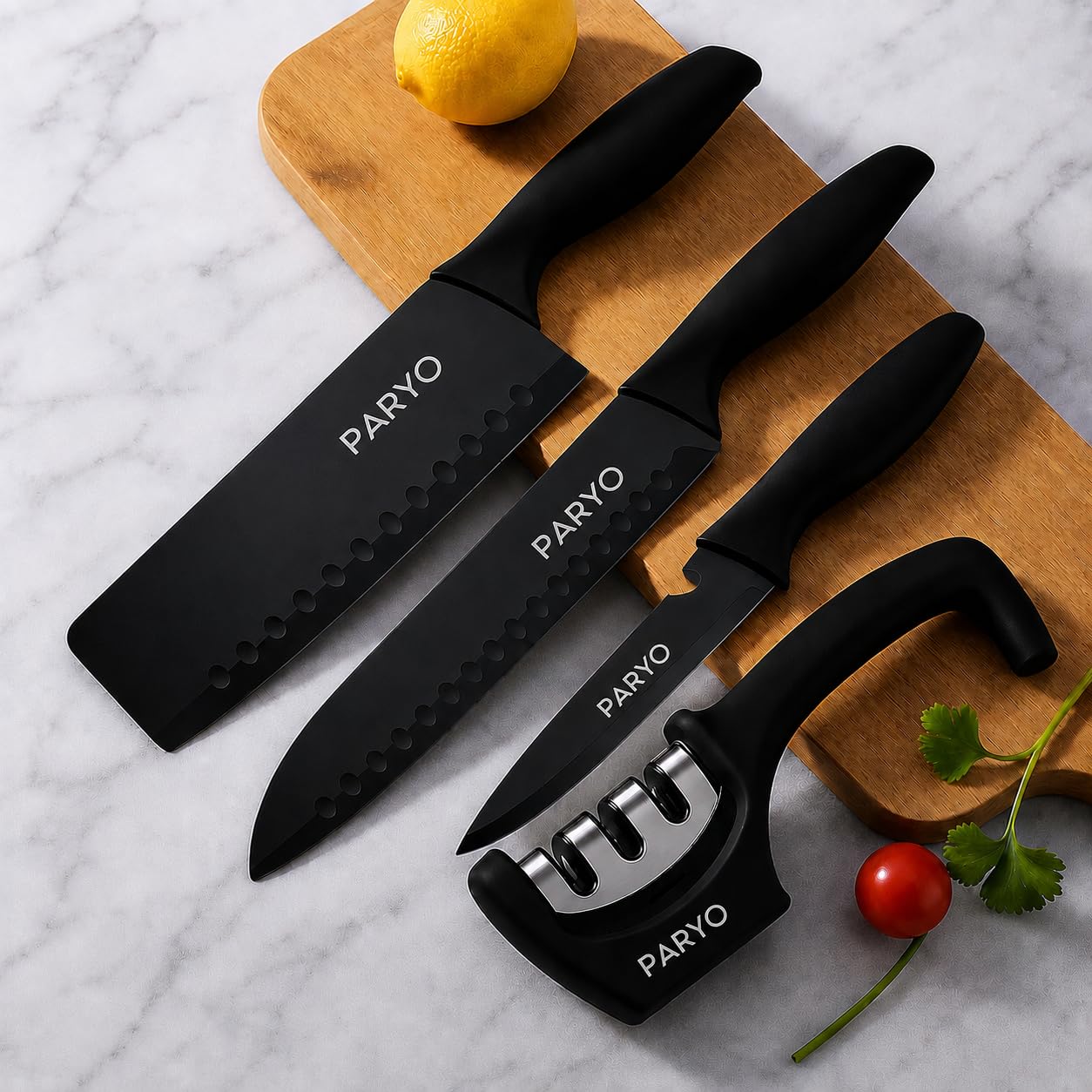 PARYO Kitchen Knife Set with Sharpener - 3 Piece -1